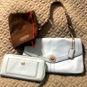 EUC Coach Light Blue Purse with Wallet